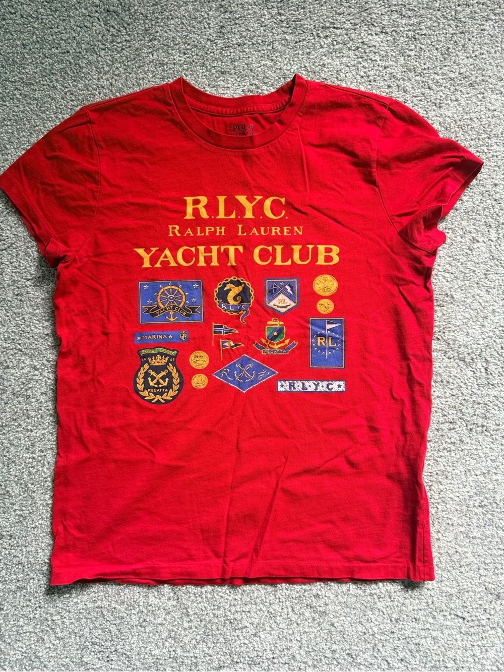 Polo Ralph Lauren RLYC Yacht Club Red Graphic T-Shirt Size S